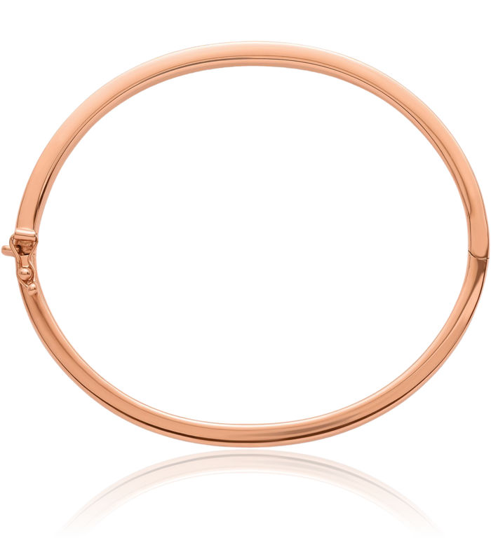 14K Solid Rose Pink Gold 4mm Bangle Bracelet