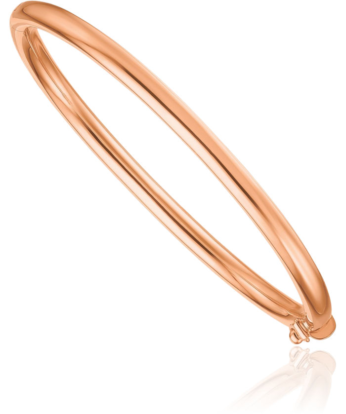 18K Solid Rose Pink Gold 4mm Bangle Bracelet