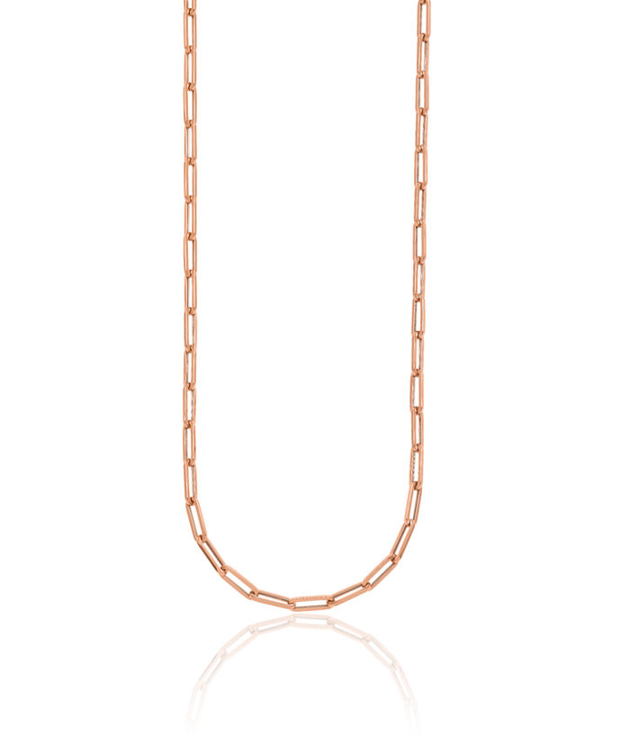 14K Solid Rose Pink Gold 4mm Paperclip Cable Rolo Link Chain Belcher Necklace