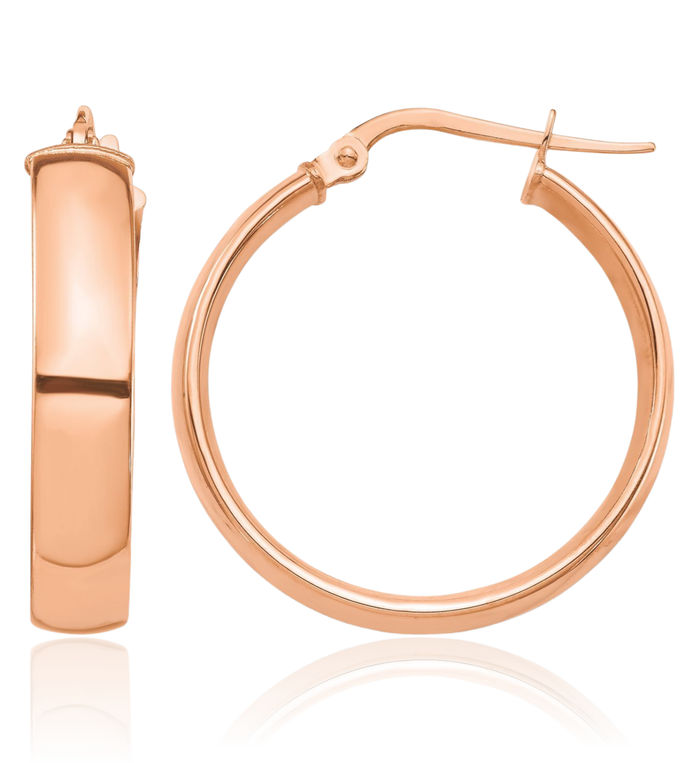 14K Solid Rose Pink Gold 5mm Round Hoop Earrings
