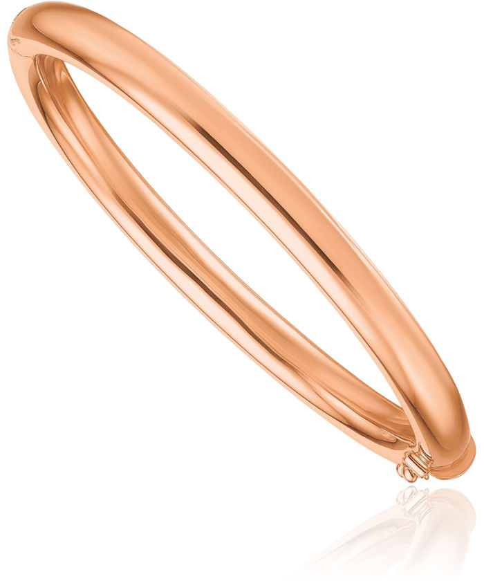 14K Solid Rose Pink Gold 6.3mm Bangle Bracelet