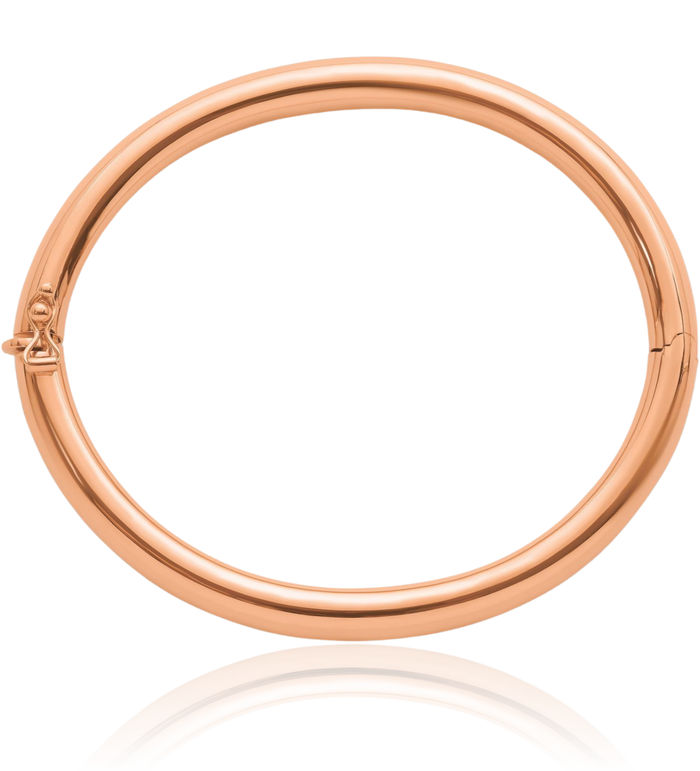 14K Solid Rose Pink Gold 6.3mm Bangle Bracelet