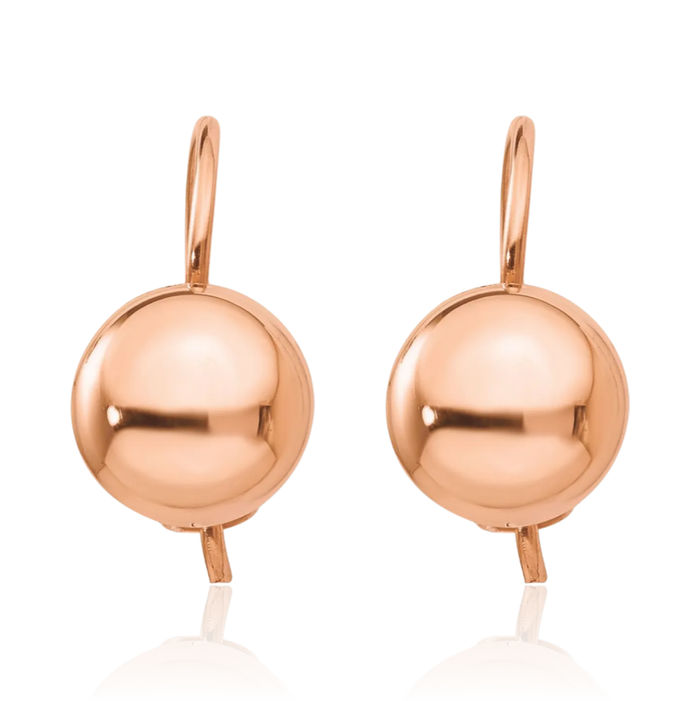 14K Solid Rose Pink Gold 8mm Button Stud Earrings