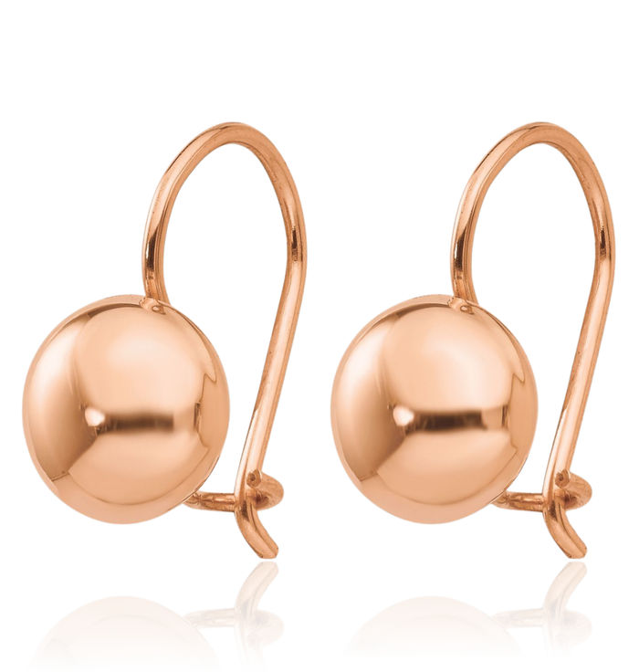 14K Solid Rose Pink Gold 8mm Button Stud Earrings