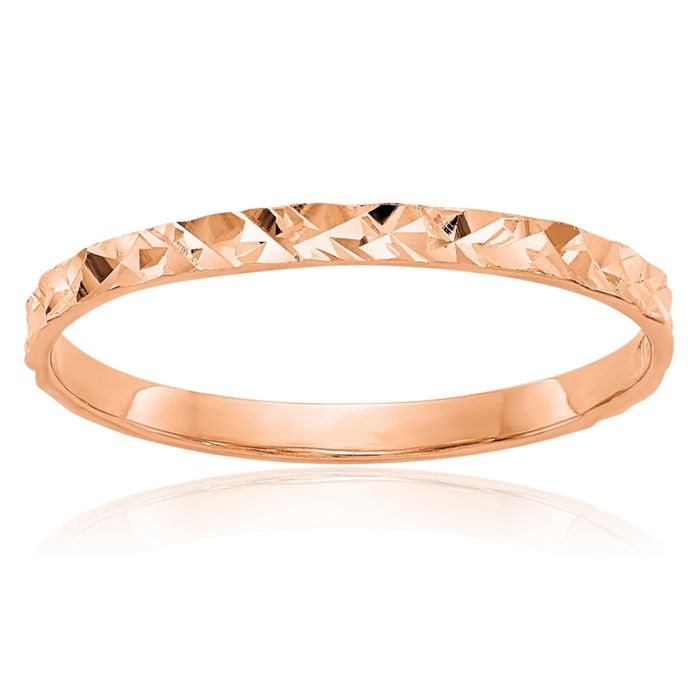 14K Solid Rose Pink Gold Band Ring