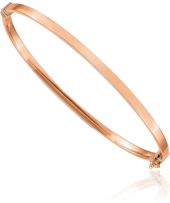 14K Solid Rose Pink Gold Bangle Bracelet