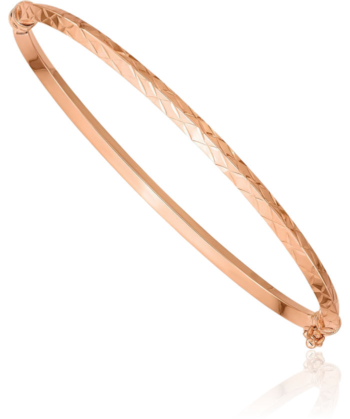 14K Solid Rose Pink Gold Bangle Bracelet