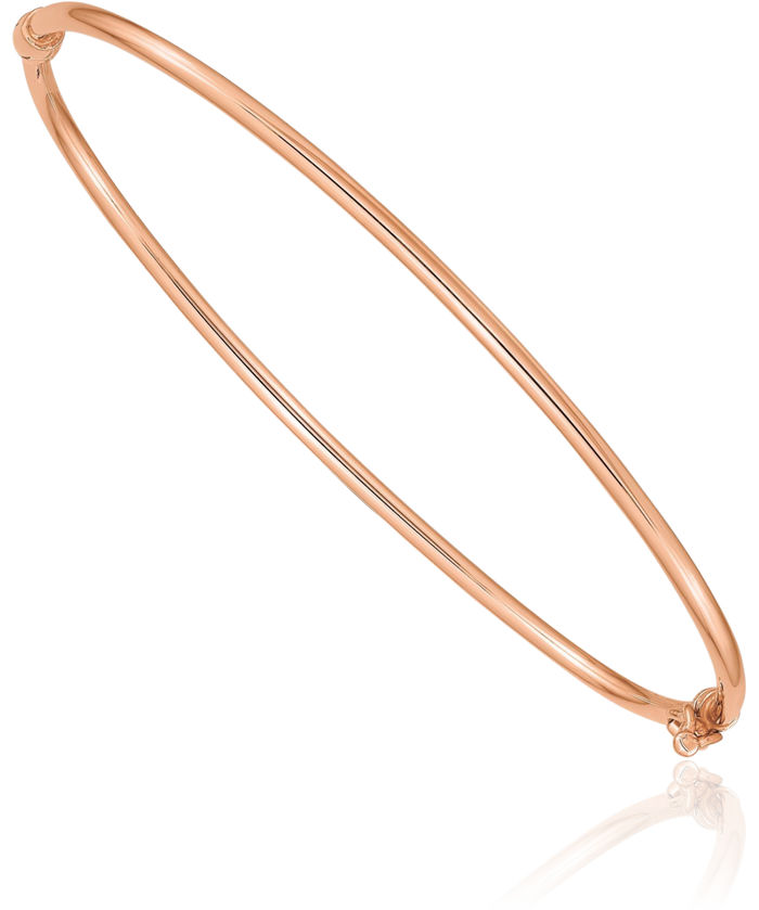 14K Solid Rose Pink Gold Bangle Bracelet