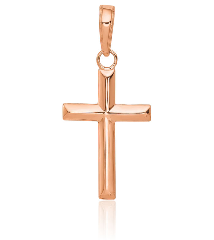 14K Solid Rose Pink Gold Latin Mexican Holy Cross Necklace Religious Chain Pendant Jesus Christ Charm