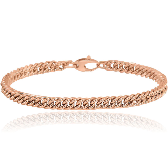 14K Solid Rose Pink Gold Curb Link Chain Bracelet