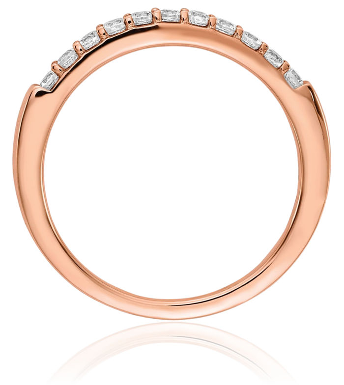 14K Solid Rose Pink Gold Diamond Anniversary Ring Eternity Wedding Band Bridal Jewelry