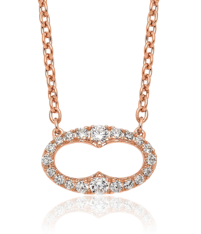 14K Solid Rose Pink Gold Diamond Necklace Chain