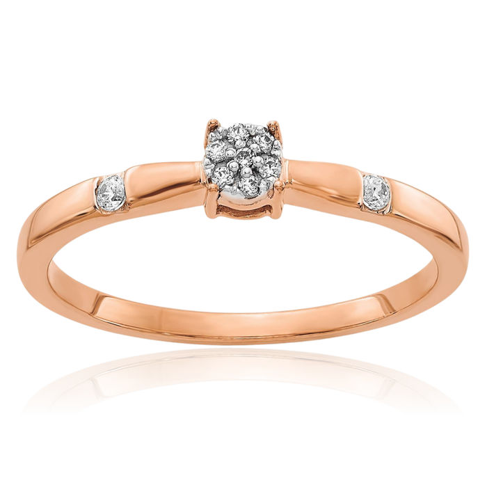 14K Solid Rose Pink Gold Diamond Ring