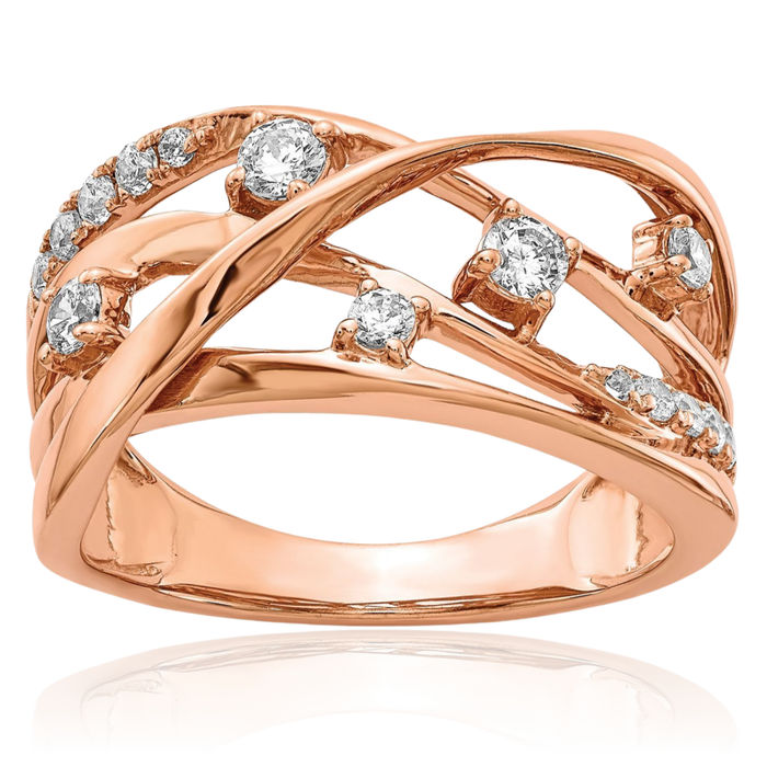 14K Solid Rose Pink Gold Lab Diamond Ring