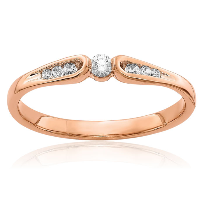 14K Solid Rose Pink Gold Diamond Ring