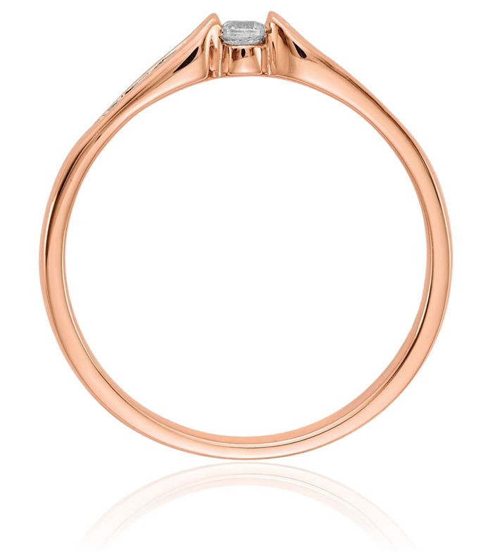 14K Solid Rose Pink Gold Diamond Ring