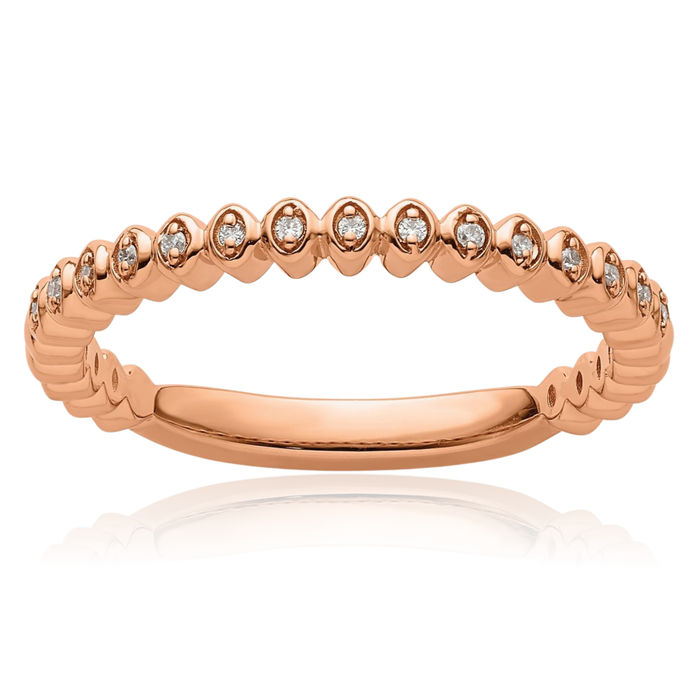 14K Solid Rose Pink Gold Diamond Stacking Ring