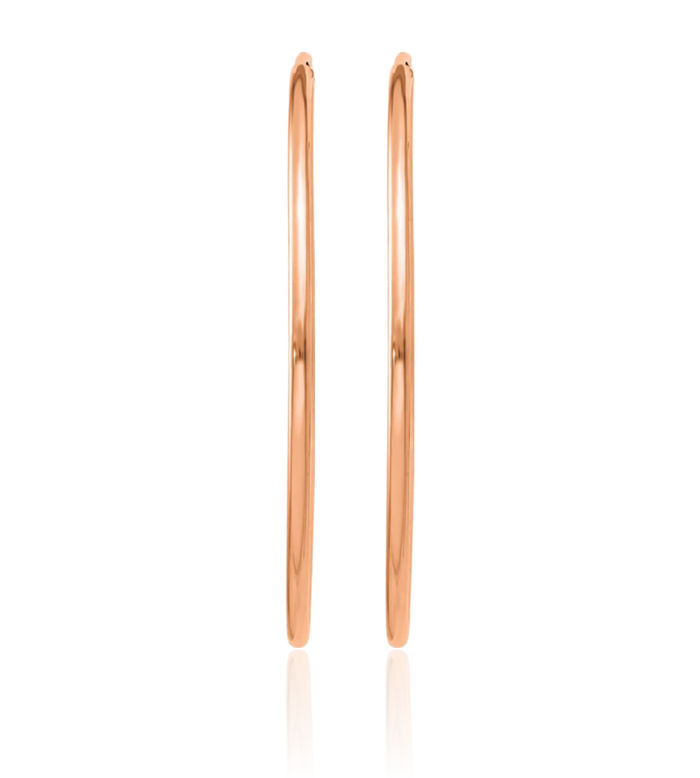 14K Solid Rose Pink Gold Endless Tube Round Medium Hoop Earrings