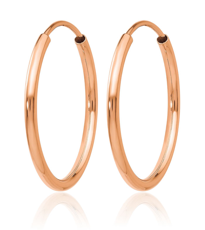 14K Solid Rose Pink Gold Endless Tube Round Small Hoop Earrings