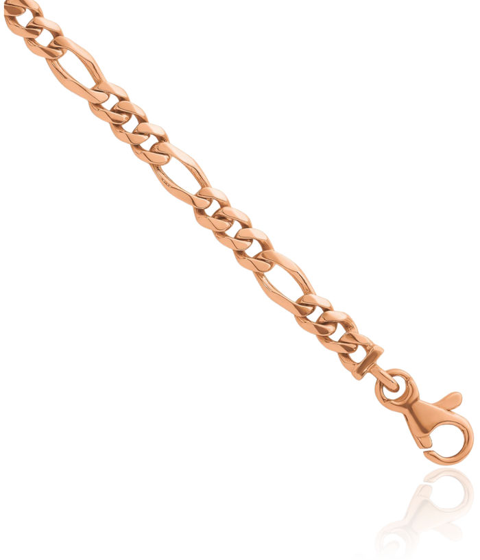 14K Solid Rose Pink Gold Figaro Link 4.8mm Chain Necklace