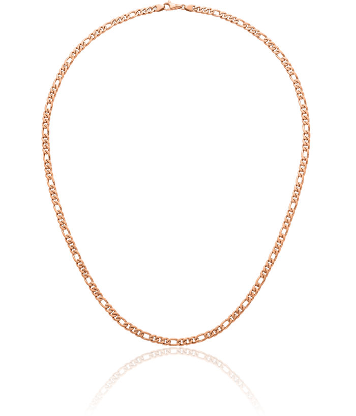 14K Solid Rose Pink Gold Figaro Link 4.8mm Chain Necklace