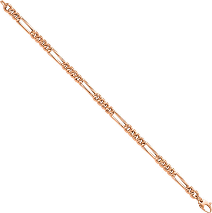 14K Solid Rose Gold Figaro Link Chain Bracelet