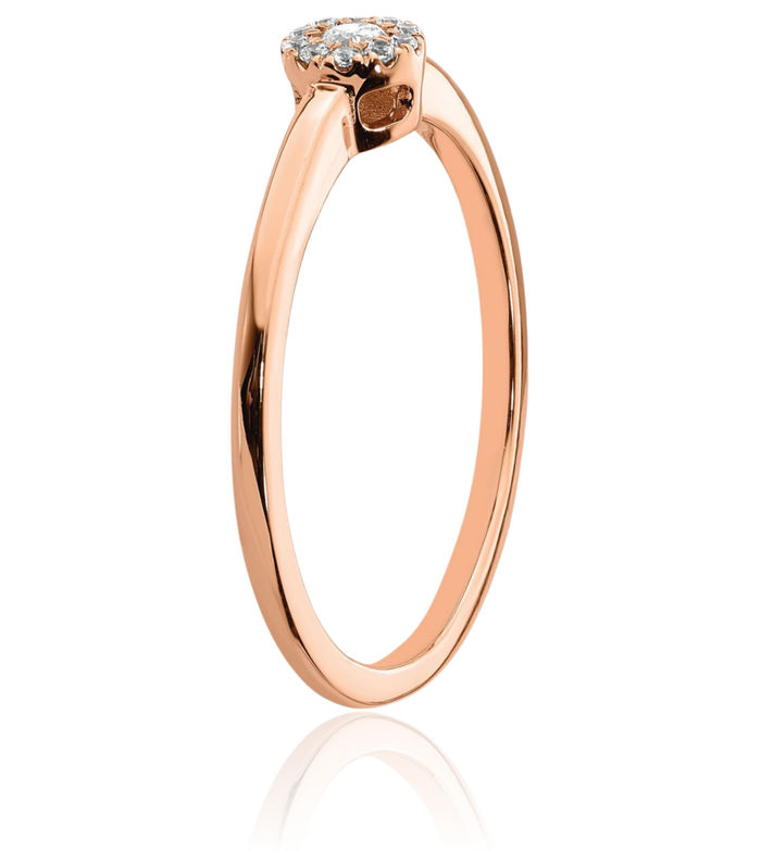 14K Solid Rose Pink Gold Halo Round Diamond Promise Ring Engagement Wedding Band Bridal Jewelry