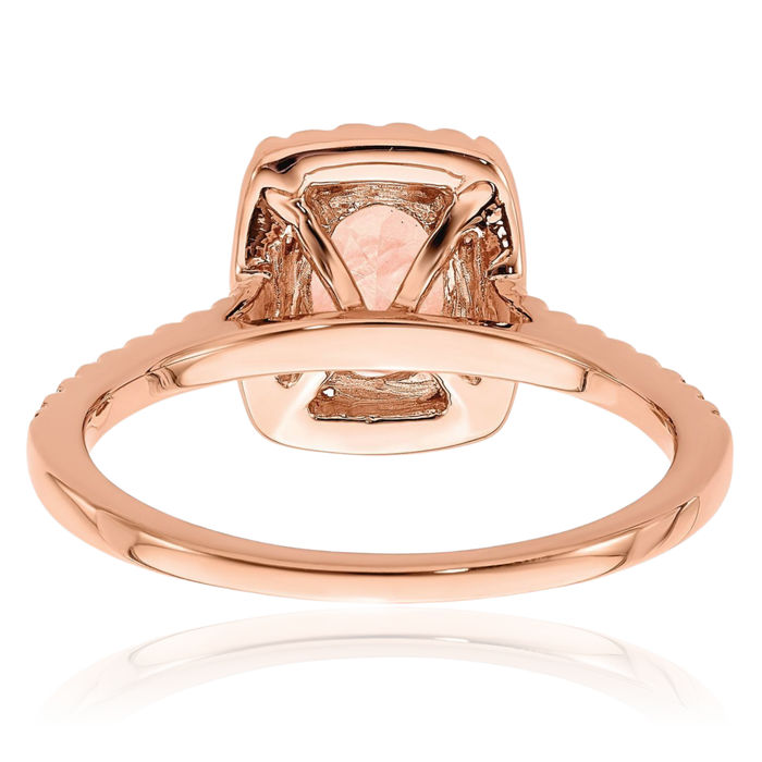 14K Solid Rose Gold Halo Oval Pink Morganite Diamond Engagement Ring