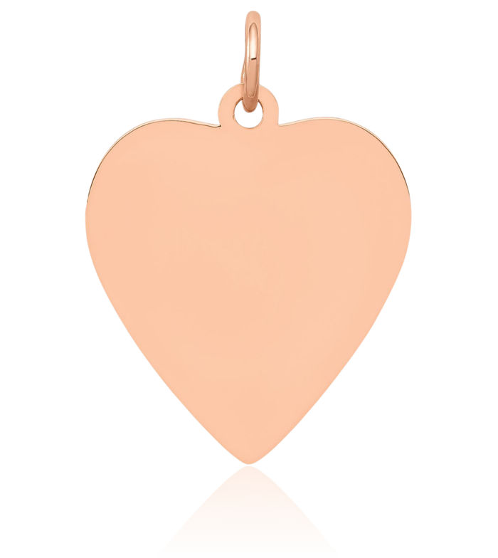 14K Solid Rose Pink Gold Heart Disc Necklace Chain Pendant Charm