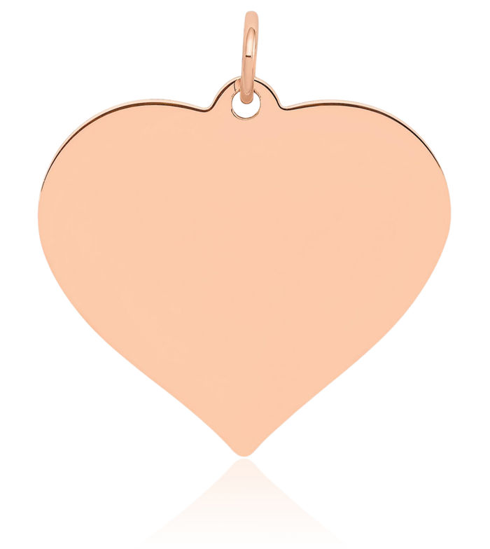 14K Solid Rose Pink Gold Heart Disc Necklace Chain Pendant Charm