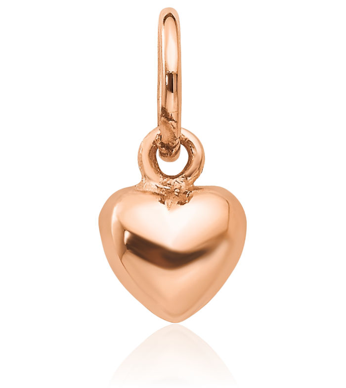 14K Solid Rose Pink Gold Heart Necklace Love Pendant Charm