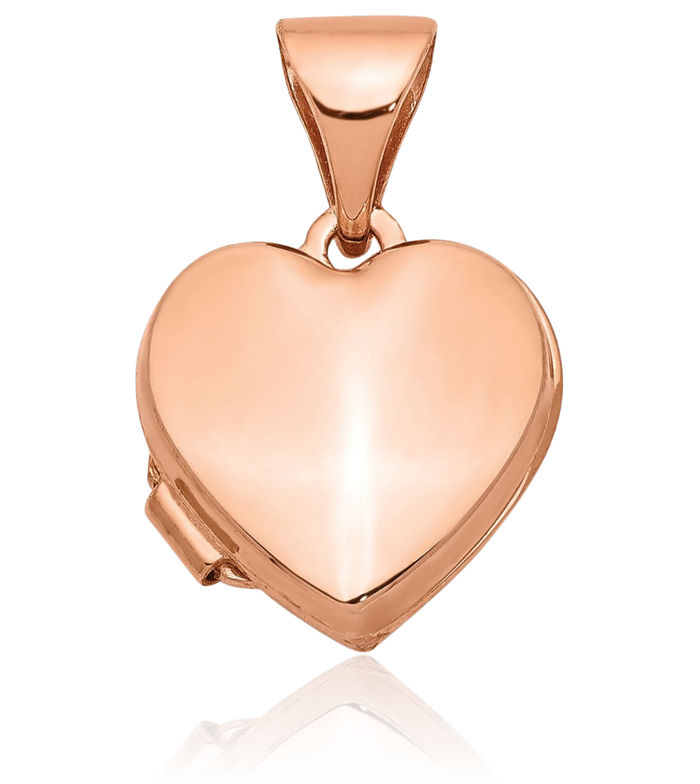 14K Solid Rose Pink Gold Heart Personalized Photo Locket Necklace Picture Pendant Charm