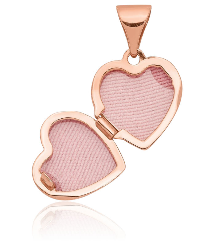 14K Solid Rose Pink Gold Heart Personalized Photo Locket Necklace Picture Pendant Charm