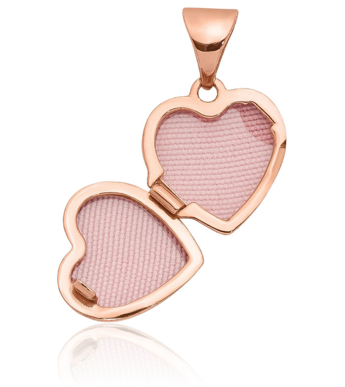 14K Solid Rose Pink Gold Heart Shaped Personalized Photo Locket Necklace Picture Pendant Charm