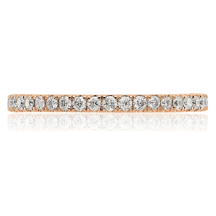 14K Solid Rose Pink Gold Lab Diamond Anniversary Ring Eternity Wedding Band Bridal Jewelry