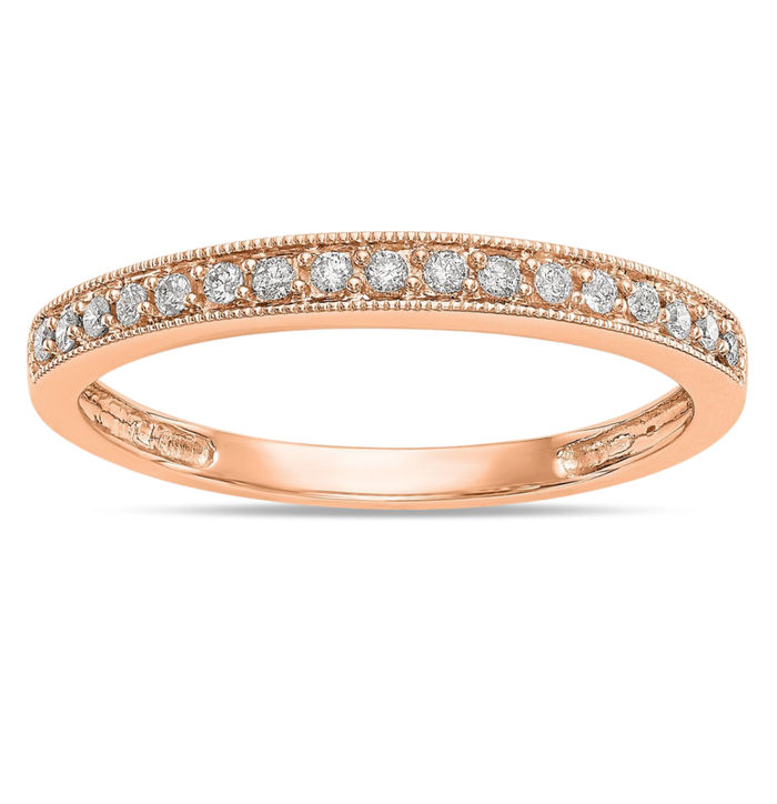 14K Solid Rose Pink Gold Lab Diamond Anniversary Ring Eternity Wedding Band Bridal Jewelry