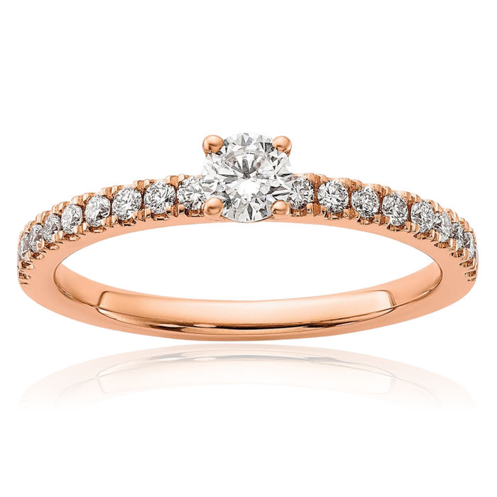 14K Solid Rose Pink Gold Lab Diamond Comp Engagement Ring