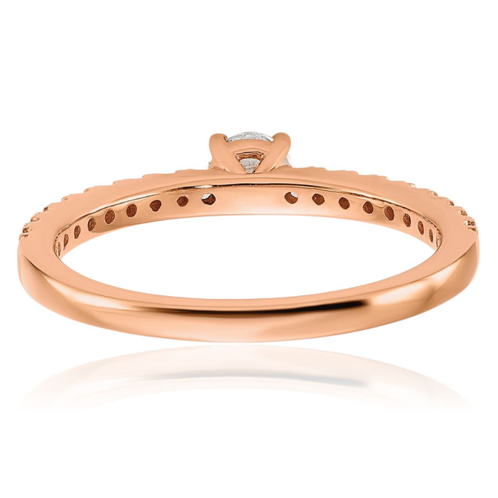 14K Solid Rose Pink Gold Lab Diamond Comp Engagement Ring