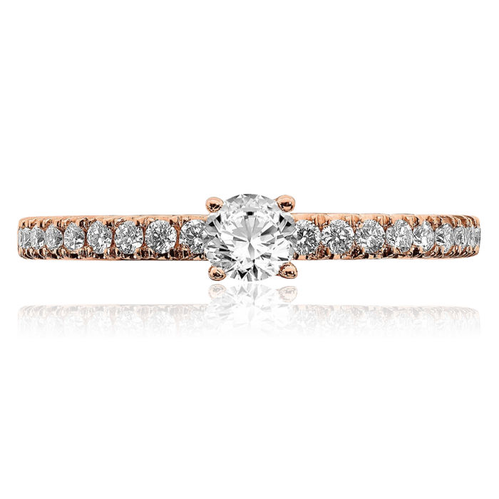 14K Solid Rose Pink Gold Lab Diamond Comp Engagement Ring