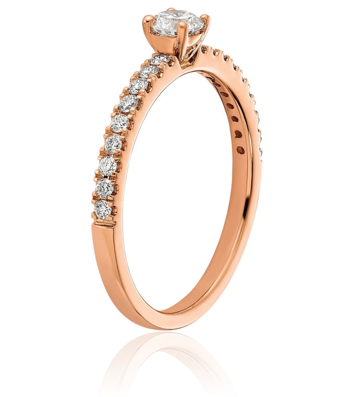 14K Solid Rose Pink Gold Lab Diamond Comp Engagement Ring