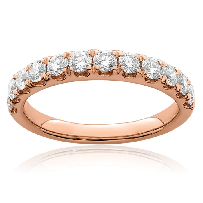 14K Solid Rose Pink Gold Lab Diamond Wedding Band Ring