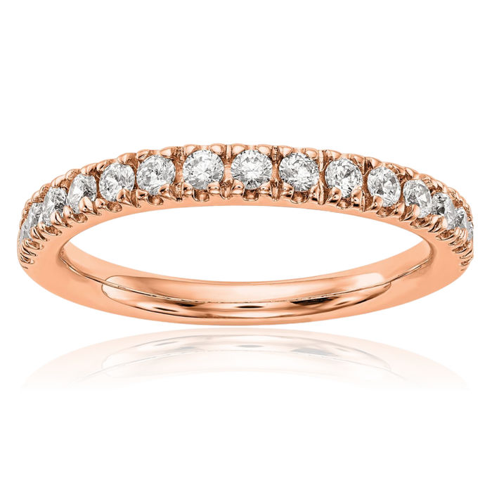 14K Solid Rose Pink Gold Lab Diamond Wedding Band Ring