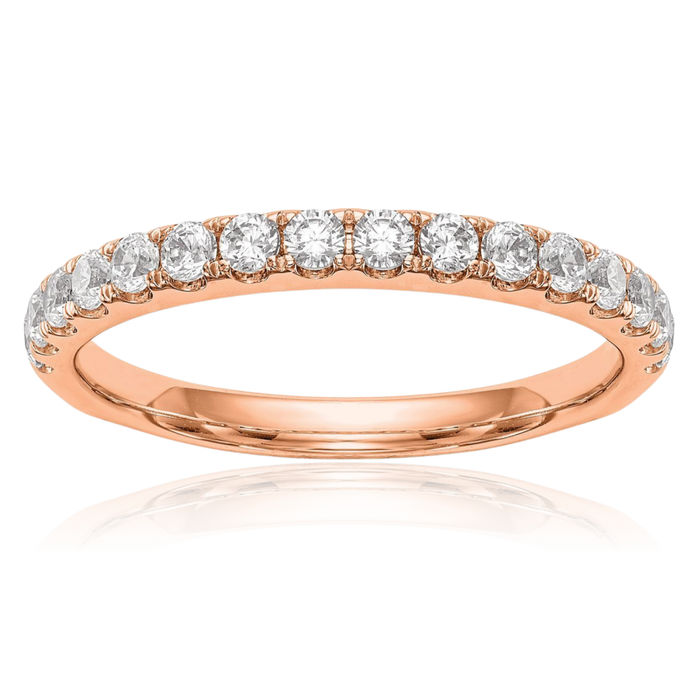 14K Solid Rose Pink Gold Lab Diamond Wedding Band Ring
