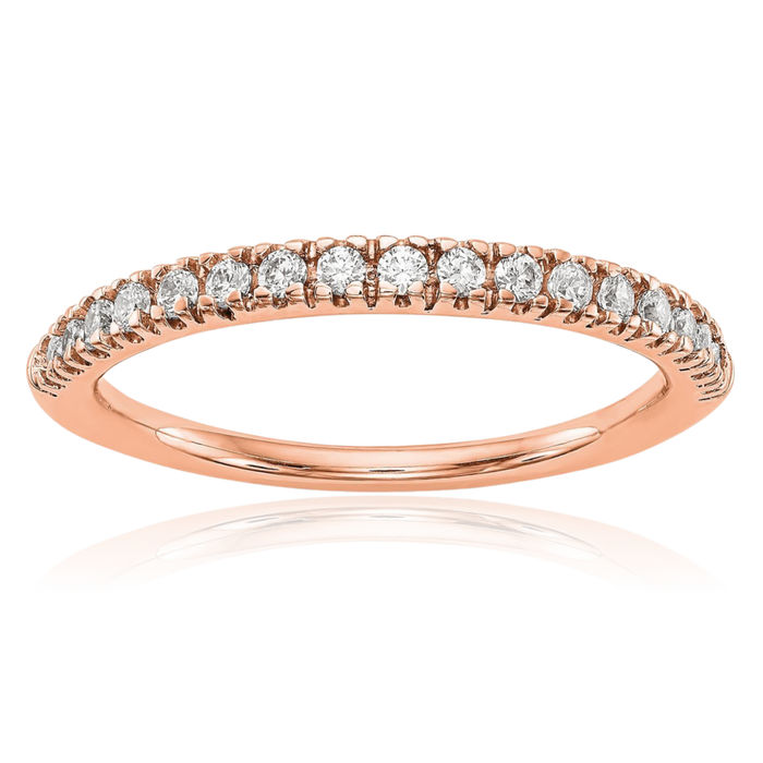 14K Solid Rose Pink Gold Lab Diamond Wedding Band Ring