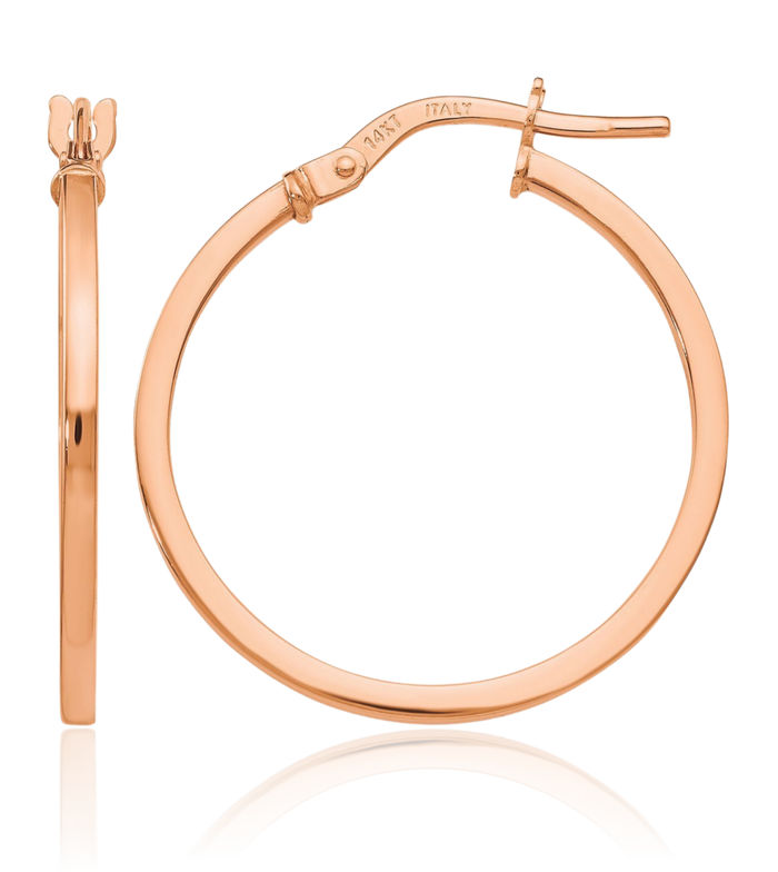 14K Solid Rose Pink Gold Large Hoop Earrings