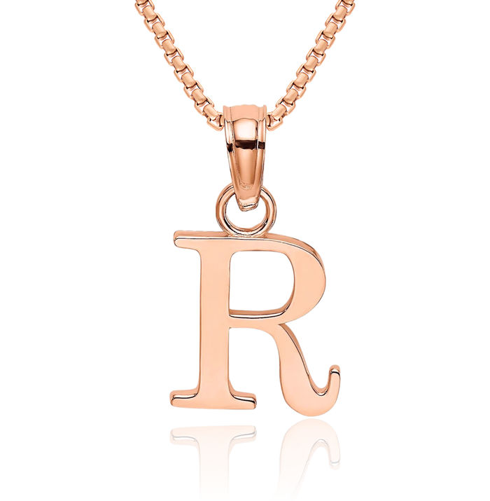 Letter Necklace Silver Rose Gold Plated Sterling Silver Alphabet Charm ...