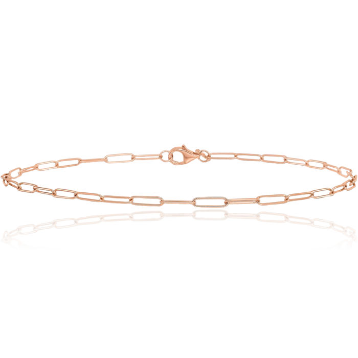 14K Solid Rose Pink Gold Link Chain Anklet Summer Beach Foot Ankle Bracelet