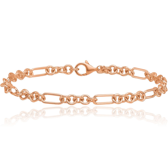 14K Solid Rose Pink Gold Link Chain Bracelet