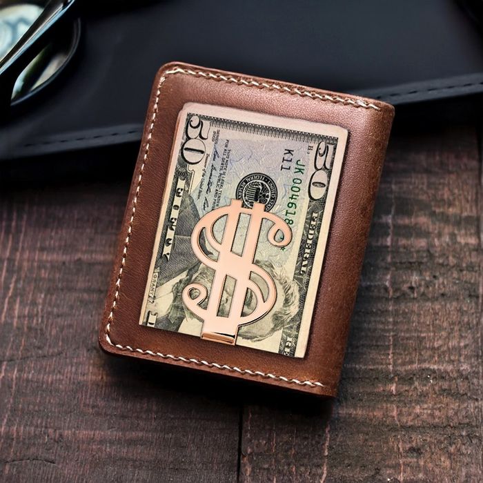 14K Solid Rose Pink Gold Money Clip for Men
