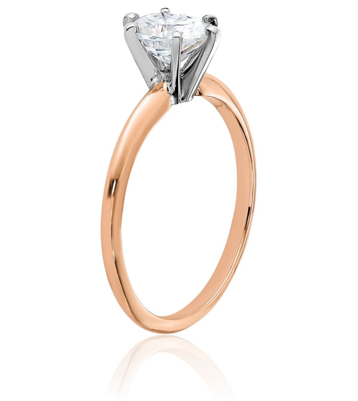 14K Solid Rose Pink Gold Oval Moissanite Solitaire Engagement Ring